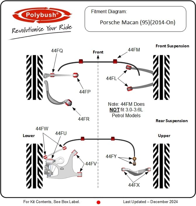 Porsche Macan (95B) (2014-On) suspension bush diagram
