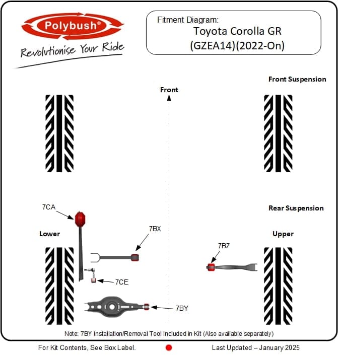 Corolla GR (GZEA14)(2022-On) suspension bush diagram