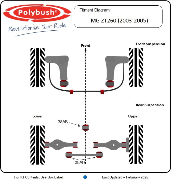 MG ZT 260 (2003–2005) suspension bush diagram