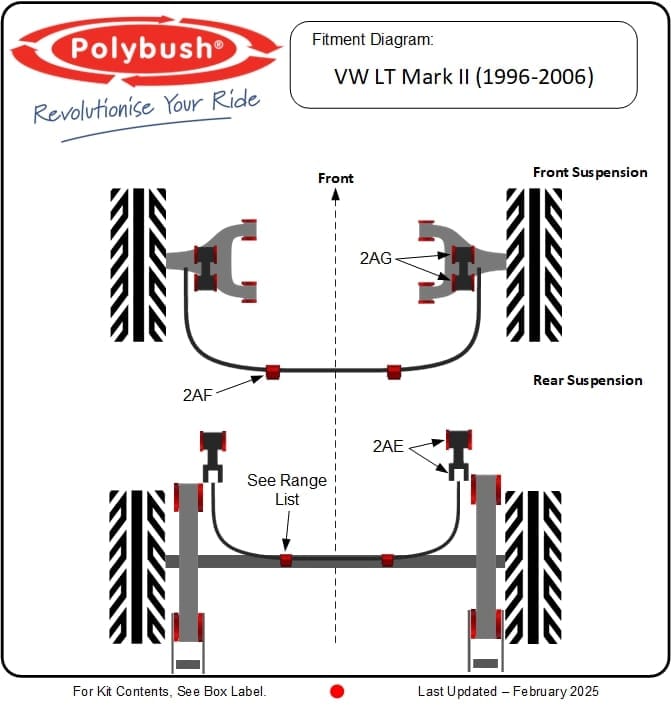 VW LT Mk II (1996 - 2006) suspension bush diagram