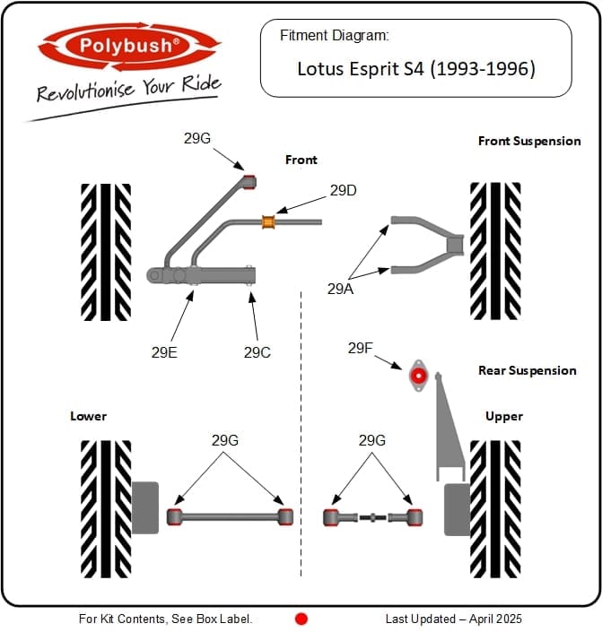 Lotus Esprit S4 (1993-1996) suspension bush diagram