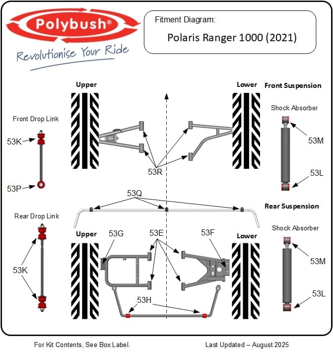 Polaris Ranger 1000 (2021) suspension bush diagram