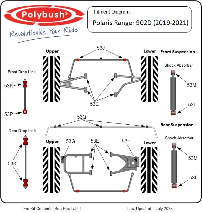 Polaris Ranger 902D (2019 - 2021) suspension bush diagram