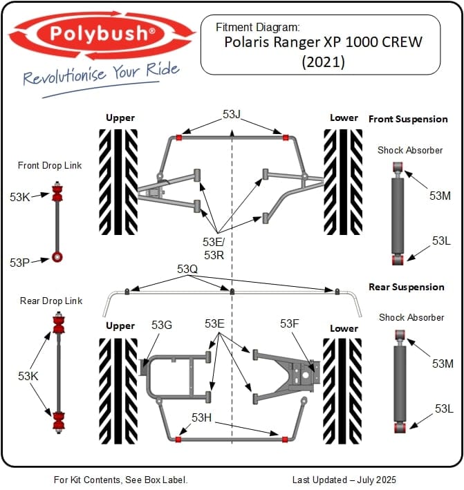 Polaris Ranger XP 1000 CREW (2021) suspension bush diagram