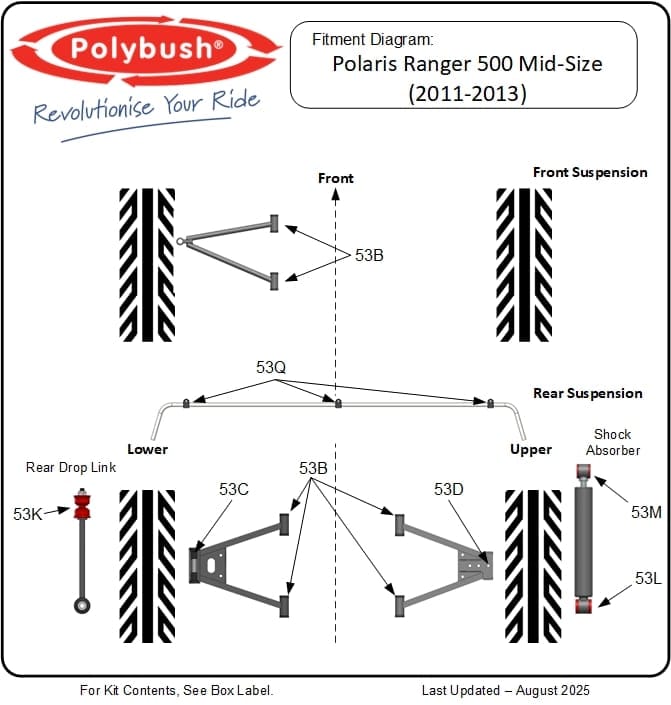 Polaris Ranger 500 Mid-Size (2011-2013) suspension bush diagram