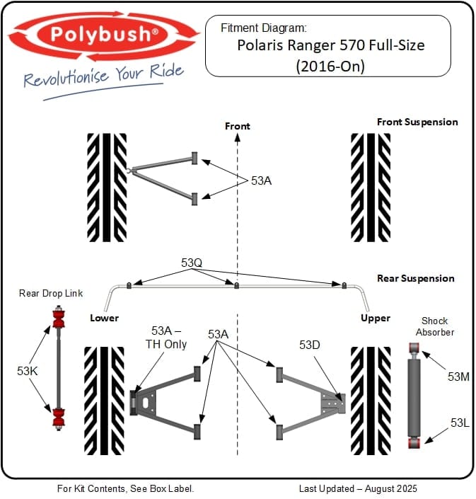 Polaris Ranger 570 Full-Size (2016-On) suspension bush diagram