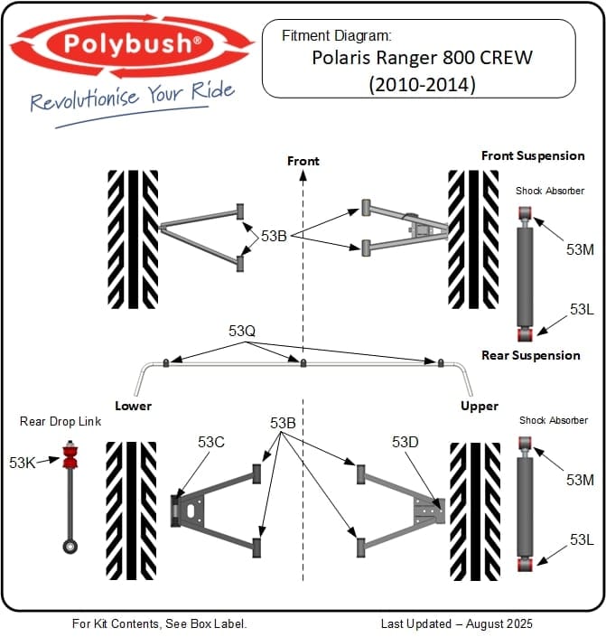 Polaris Ranger 800 CREW (2010-2014) suspension bush diagram