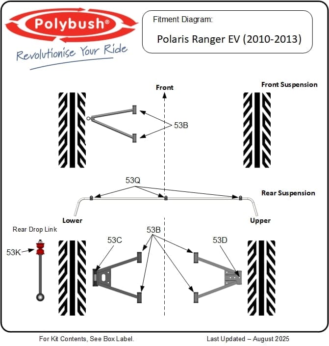 Polaris Ranger EV (2010-2013) suspension bush diagram