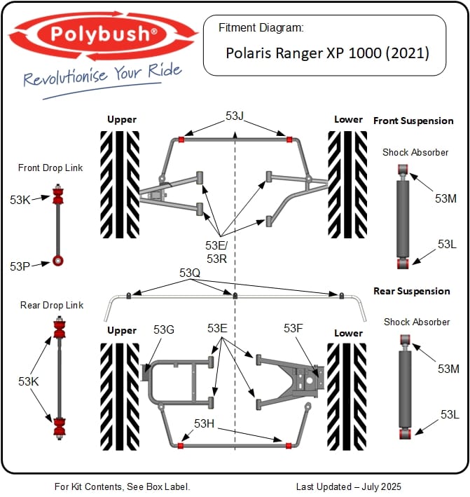 Polaris Ranger XP 1000 (2021) suspension bush diagram