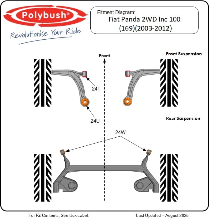 Fiat Panda 2WD Inc 100 (169)(2003-2012) suspension bush diagram