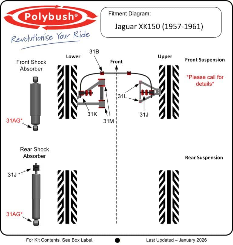 Jaguar XK150 (1957-1961) suspension bush diagram