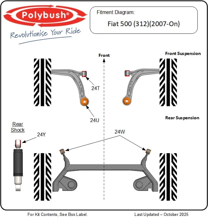 Fiat 500 (312) (2007-On) suspension bush diagram