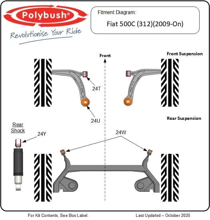 Fiat 500C (312) (2009-On) suspension bush diagram