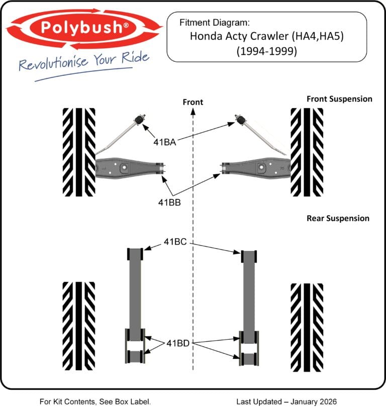Honda Acty Crawler (HA4,HA5) (1994-1999) suspension bush diagram