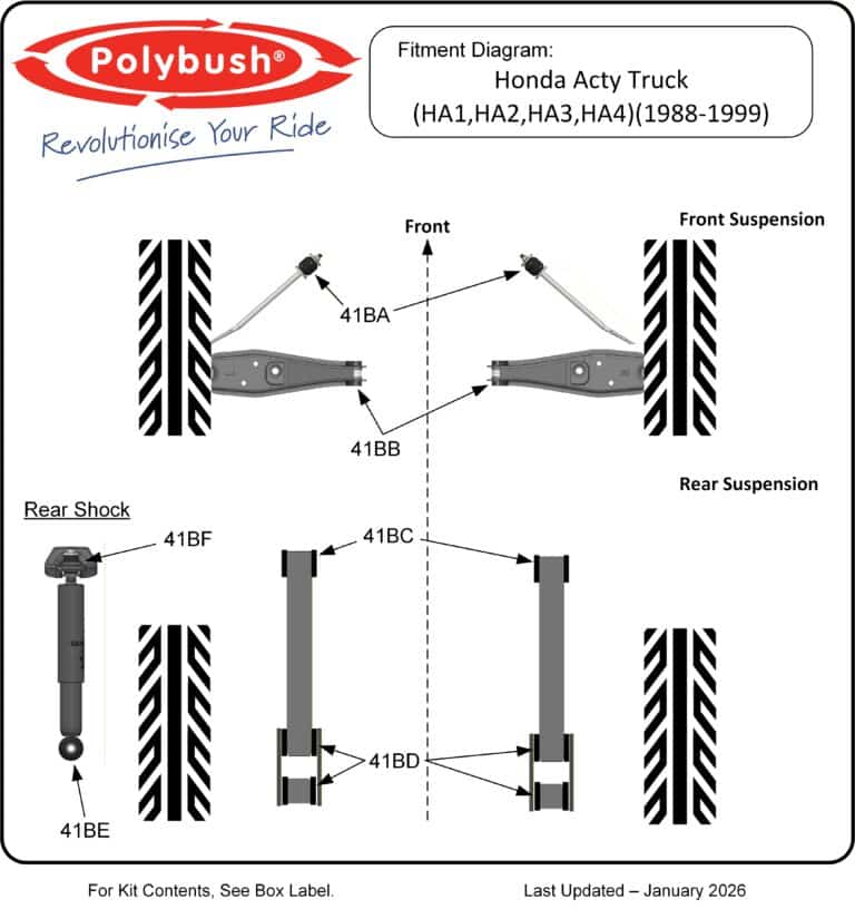 Honda Acty Truck (HA1,HA2,HA3,HA4) (1988-1999) suspension bush diagram