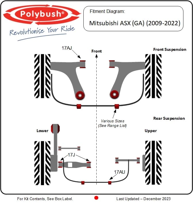 Mitsubishi ASX Mk2 (VSX,VSE)(2023-On) suspension bush diagram